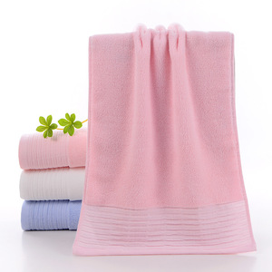 ผ้าเช็ดหน้าคิม ไรอัน ผ้าฝ้ายแท้ 34x74 ซม. หนานุ่ม ซึมซับดี ผ้าขนหนูสำหรับใช้ในบ้าน สีชมพู ขาว น้ำเงิน รับสกรีนโลโก้ - Product Image 1