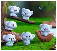 Accessoires de décoration de jardin 3D animaux de dessin animé Mini mignon résine Koala branche enfants Figurines en gros en vrac Capsule jouets