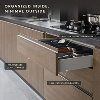 Meubles de cuisine modernes en mélamine sur mesure de Foshan, armoires de cuisine modulaires avec quincaillerie à fermeture douce pour villa et appartement
