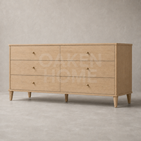 OAKEN Commodes de rangement personnalisables en chêne blanc pour chambre à coucher, armoire de chambre en bois massif, commode à 6 tiroirs, mobilier de maison