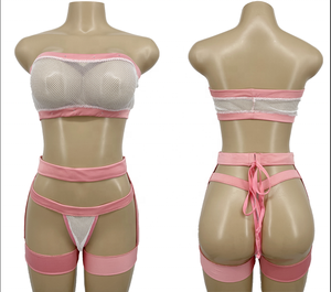 ELITES Venta al por mayor Coral Pink <span class=keywords><strong>Kier</strong></span> Dancewear Exótico Conjunto de cintura alta Festival Rave Outfit - Product Image 5