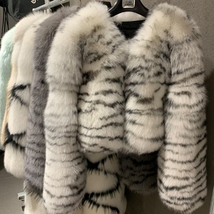 Vera pelliccia giacca manica lunga donna vera volpe <span class=keywords><strong>cappotto</strong></span> donna pelliccia naturale panno stampa Zebra - Product Image 1