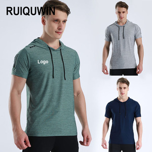 T-shirt à manches courtes à capuche pour homme RUIQUWIN OEM personnalisé, de haute qualité, grande taille, respirant et à séchage rapide, idéal pour la course à pied et l'entraînement - Product Image 1