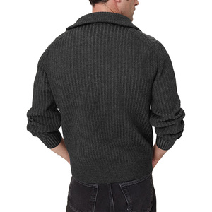 Vente en gros de <span class=keywords><strong>pull</strong></span> personnalisé en tricot pour hommes avec demi-fermeture éclair en laine mélangée <span class=keywords><strong>col</strong></span> <span class=keywords><strong>roulé</strong></span> en tricot côtelé décontracté en plein air <span class=keywords><strong>pull</strong></span> chaud de haute qualité - Product Image 2