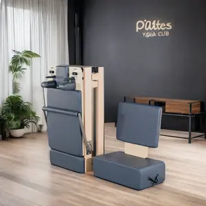 Özelleştirilebilir özel etiket katlanabilir Pilates Reformer makinesi çin fabrika ahşap meşe Yoga kulübü alüminyum gövde kutusu ambalaj