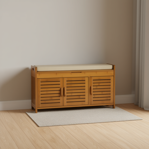Banc à chaussures en bois avec armoires de rangement, capacité de 24 à 35 paires, meuble de salon moderne, design autoportant - Product Image 2