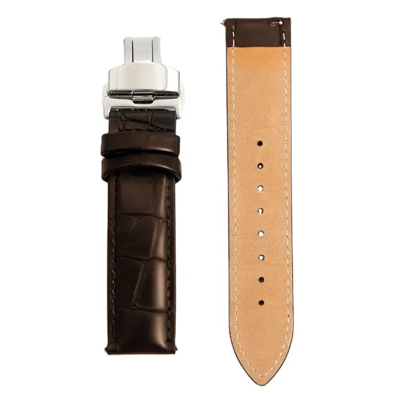 crocodile pattern leather watch band butterfly deployment clasp watch strap leather mm 22 20 19 18 17 14 13 12