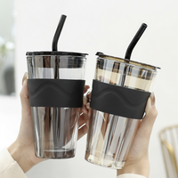 Meilleures ventes d'usine : Tasse à café portable en verre irisé, design nordique de luxe léger, écologique, avec couvercle et manchon en silicone