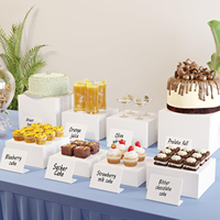 3pcs Buffet Table Food Display Stands Nesting Dessert Risers Cube Lucite Display Box for Wedding Party White Acrylic Riser Stand