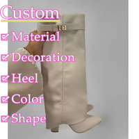 Bottes hautes pliables en daim pour femme avec talons épais personnalisés par le fabricant et décorations métalliques