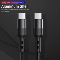 Kabel Pengisian Cepat 3A PD USB-C ke Type-C dengan Pelindung Anyaman Nilon, Konduktor Tembaga Murni, Cetakan Khusus untuk Ponsel