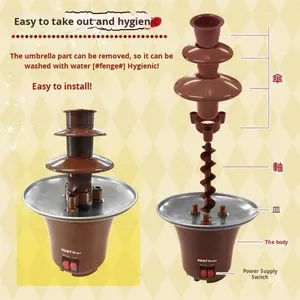<span class=keywords><strong>Fontaine</strong></span> à <span class=keywords><strong>chocolat</strong></span> transfrontalière à trois niveaux, machine à cascade de <span class=keywords><strong>chocolat</strong></span> fondu de style européen et américain, modèle manuel chinois - Product Image 2