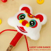 Jouet d'entraînement pour chat style national Thaïlande Vietnam Japon Singapour, avec corde à nœuds en plastique durable et clochette, motif lion chinois