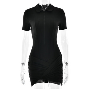 Combinaison à col polo, coupe ajustée, taille cintrée, couleur unie, tenue décontractée pour tous les jours - Product Image 5