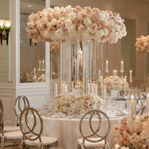 2025 mới tùy chỉnh màu Trắng Hồng Hoa Hồng Vòng Hoa Trung Tâm Á hậu với vàng trung tâm hạt pha lê treo - Product Image 1