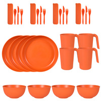 Ensemble de 36 bols et assiettes réutilisables sans BPA, ensemble de vaisselle écologique en paille de blé avec logo de marque personnalisé