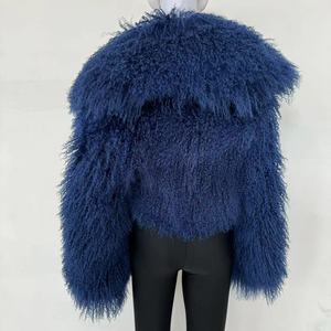 Abrigo de Piel Mongol para Mujer, Cuello Grande Abatible, Abrigo Corto de Piel Auténtica, Chaqueta Cálida y Esponjosa de Moda para Invierno y Otoño - Product Image 4