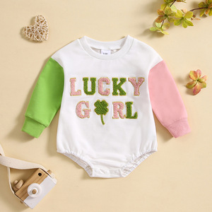 Tutina in ciniglia con quadrifoglio portafortuna per neonati e bambini, per il Giorno di San Patrizio 2026 - Product Image 3