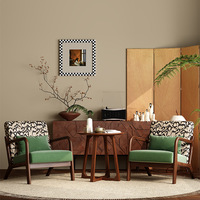 Fauteuil Rétro en Bois Massif Personnalisable pour Salon, Chambre, Réception d'Hôtel, Ensemble de Meubles pour la Maison