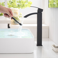 Robinets d'eau modernes de luxe à une poignée Robinets de lavabo de salle de bain en alliage de zinc noir avec noyau de valve en céramique Montage à un trou