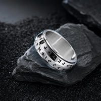 Nouvelle bague de mode rétro nordique Viking à double couche rotative en acier inoxydable avec gravure de runes pour hommes, bague anti-anxiété, bijoux