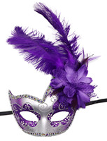 Masque vénitien Hstyle en dentelle avec plumes et fleurs pour mariage, carnaval, performance, costume rouge, masque de mode pour femme, mascarade