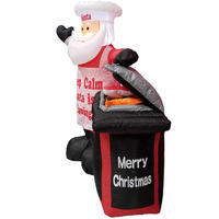 Décoration de jardin gonflable de Noël Chef Père Noël Barbecue BBQ de 5,7 pieds de haut avec lumières LED
