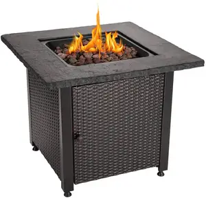 Gas propano all'aperto Rock Top Fire Pit (Lava Rocks) fumatore quadrato BBQ Grill a Gas per giardino esterno per feste