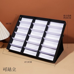 Présentoir rectangulaire pliable <span class=keywords><strong>pour</strong></span> lunettes de soleil, 18 emplacements, en papier et cuir, <span class=keywords><strong>pour</strong></span> magasin de détail - Product Image 3