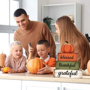 Set <span class=keywords><strong>Cross</strong></span> Border di 4 pezzi estivo vassoio stratificato in legno ornamenti fattoria decorazione della tavola libro di impilamento blocchi di segni - Product Image 2