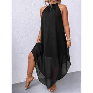 Vestido Largo Halter para Mujer, Estilo Bohemio Asimétrico, Holgado, de Gasa, para Fiesta, Playa o Vacaciones - Product Image 4