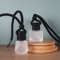 Flacon Vide Dépoli en Verre Mat Carré de 8ml 10ml 12ml pour Diffuseur de Voiture, Parfum avec Bouchon en Bois Noir