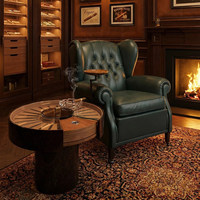 Canapé de bar à cigares en bois haut de gamme style rétro, table basse, table de bar à whisky vintage, chaise américaine Tiger, chaise Godfather, chaise individuelle