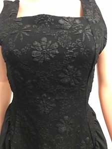 Vestido midi de jacquard floral con cuello cuadrado para mujer - Vestidos de cóctel sin mangas con corte en A a la moda - Product Image 6