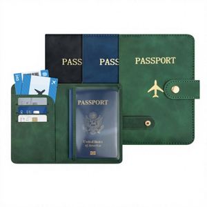 Genuine Leather Minimalist Waterproof Durable Passport <b>Holder</b> Cover <b>Wallet</b> Travel Essential RFID Credit Card <b>Holder</b> - Product Image 4