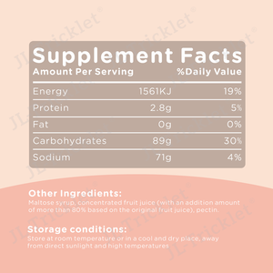 Gomitas de Durazno 3D Suaves, Sin Piel, con Fibra, Probióticas, Veganas, para el Control de Energía, 60 Unidades, Marca Privada OEM de Julong Supply - Product Image 2
