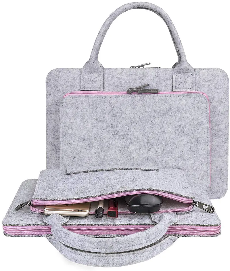 غطاء حاسوب محمول مصنوع من اللباد حقيبة ل 13.3 بوصة ماك بوك مع مقبض و جيب حقيبة لابتوب