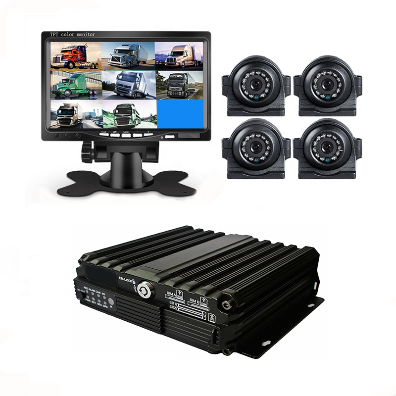 Vehicle Blackbox Mobile DVR Kit 4CH AHD H.265 1080P Mini Car MDVR With 4 IR Night Vision Rear View Cameras