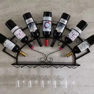Hoek Houten Wijnrek Enkele Fles Opslag Met 3 Glazen Houders Houten Wijn Stand Decoratie Wijn Display Rek