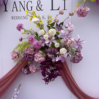 Arrangement Floral en Soie Violette Personnalisé, Décoration de Mariage, Centre de Table de Fleurs Artificielles pour Maison, Chambre, Fête et Événement