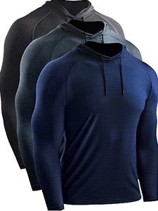 Sudadera de Punto para Hombre, Corte Ajustado, con Capucha, Manga Larga, Secado Rápido, Color Sólido, Informal - Product Image 1