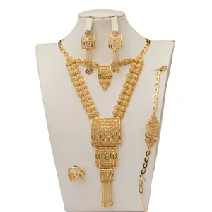 fine jewelry necklaces sets Dubai Bridal Gold-color Jewelry Sets bracelets women luxury Women's jewelry