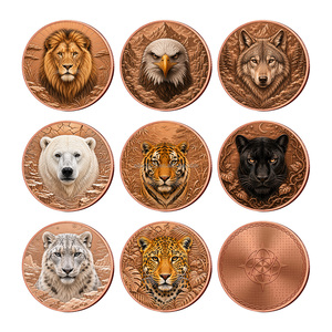 Moneta Commemorativa in Rame Puro da 1 oz con Animale Predatore Selvaggio, Rilievo 3D, Regalo Souvenir con Design Personalizzato - Product Image 1