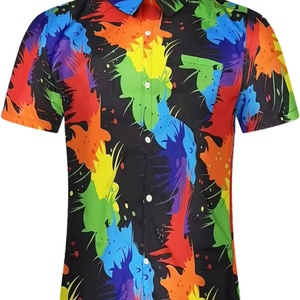 Camisa Hawaiana Slim Fit para Hombre, Estilo Vintage sin Mangas con Botones, Camisa de Playa Masculina con Estampado Floral Tropical para Fiestas de Verano, de Sarga de Secado Rápido - Product Image 6