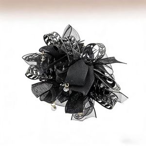 Pince à <span class=keywords><strong>cheveux</strong></span> élégante pour femme, style rétro, en maille noire florale, avec nœud en <span class=keywords><strong>strass</strong></span>, type pince requin - Product Image 3
