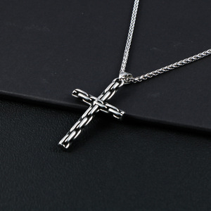 <b>Cross</b> <b>Chain</b> Stainless Steel Necklace Men's Pendant European American Style SP1025 - Product Image 2