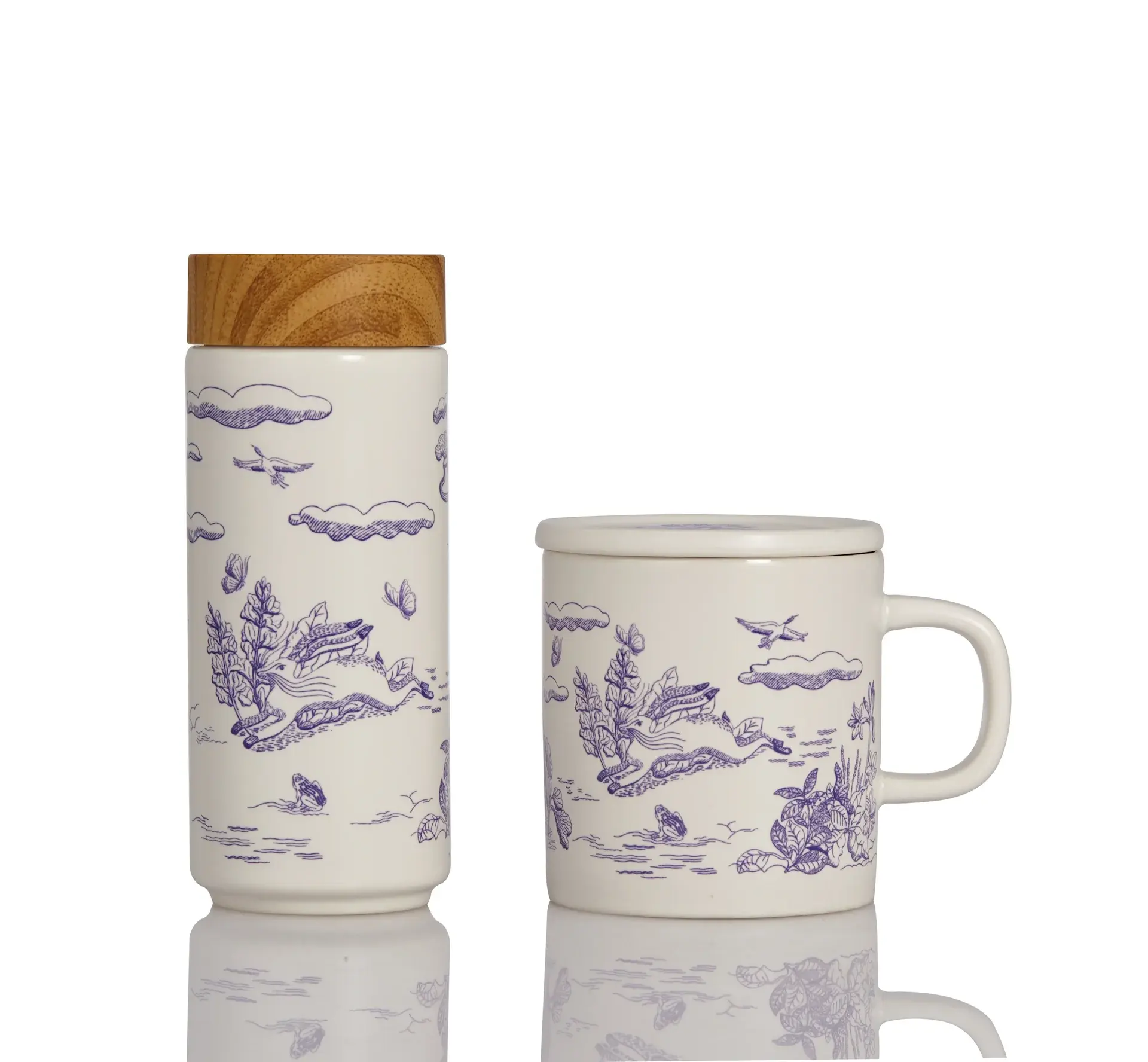 Acera Liven Magic Garden Travel Mug & Mug Gift Set Fabriqué avec de beaux motifs minimalistes