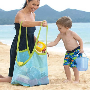 Bolsa de playa de malla grande multicolor, bolsa portátil resistente a la arena con orificio para colgar, almacenamiento plegable y transpirable para juguetes - Product Image 5