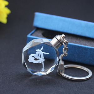 Vente en gros de porte-clés en cristal de verre octogonal avec gravure laser du logo <span class=keywords><strong>Pokeball</strong></span> japonais en 2D, tendance - Product Image 2
