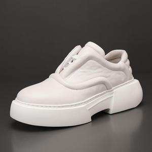 Botas de plataforma duraderas para hombre, sin cordones, con suela gruesa, botines informales, mocasines de plataforma suaves para mujer, zapatos gruesos sin cordones - Product Image 1